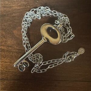 COOKIE LEE Silver Key Pendant Necklace 18” Long